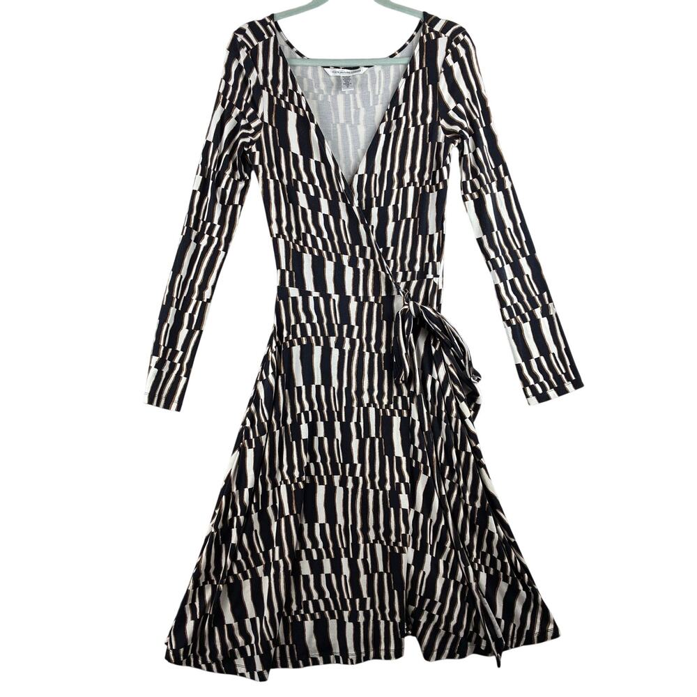 Diane Von Furstenberg DVF Y2K True Wrap Dress Women's 6 Stretchy Geometric Print